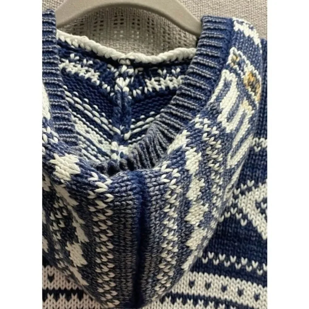 Born fly men’s anytime hooded blue and white cardigan sweater S/M
